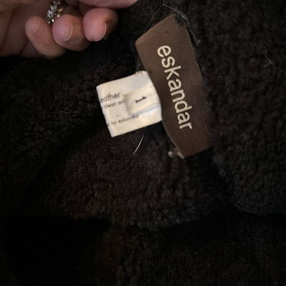 Eskandar Black Sleeveless Suede Leather shearling Vest Sz1 Large - Picture 6 of 8